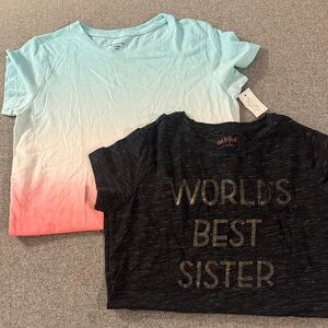 5/$15- Cat & Jack Kids Blue and Black Graphic Tees